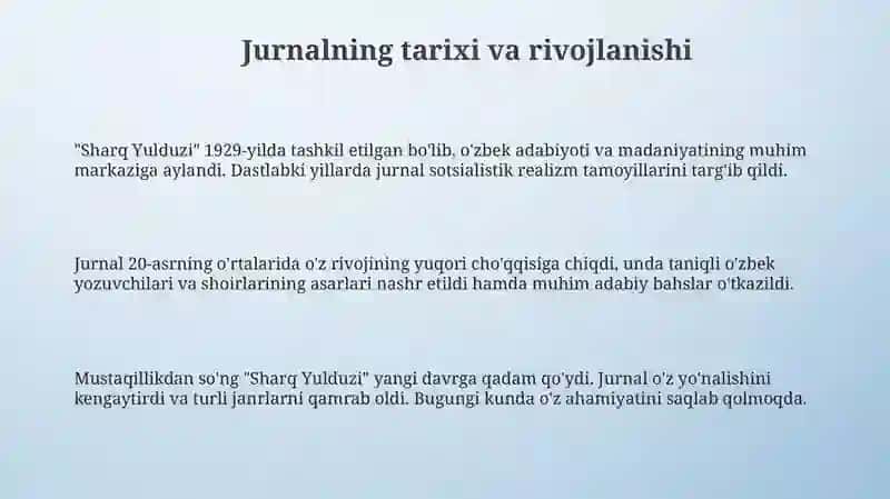 "Sharq Yulduzi" jurnalidagi maqolalar tahlili 3