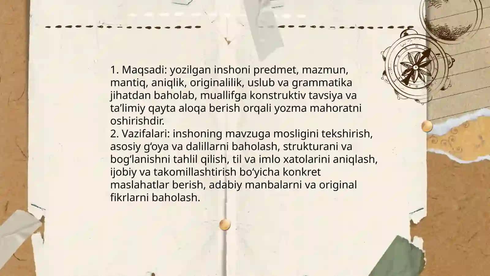 Yozilgan inshoga taqriz yozish 3
