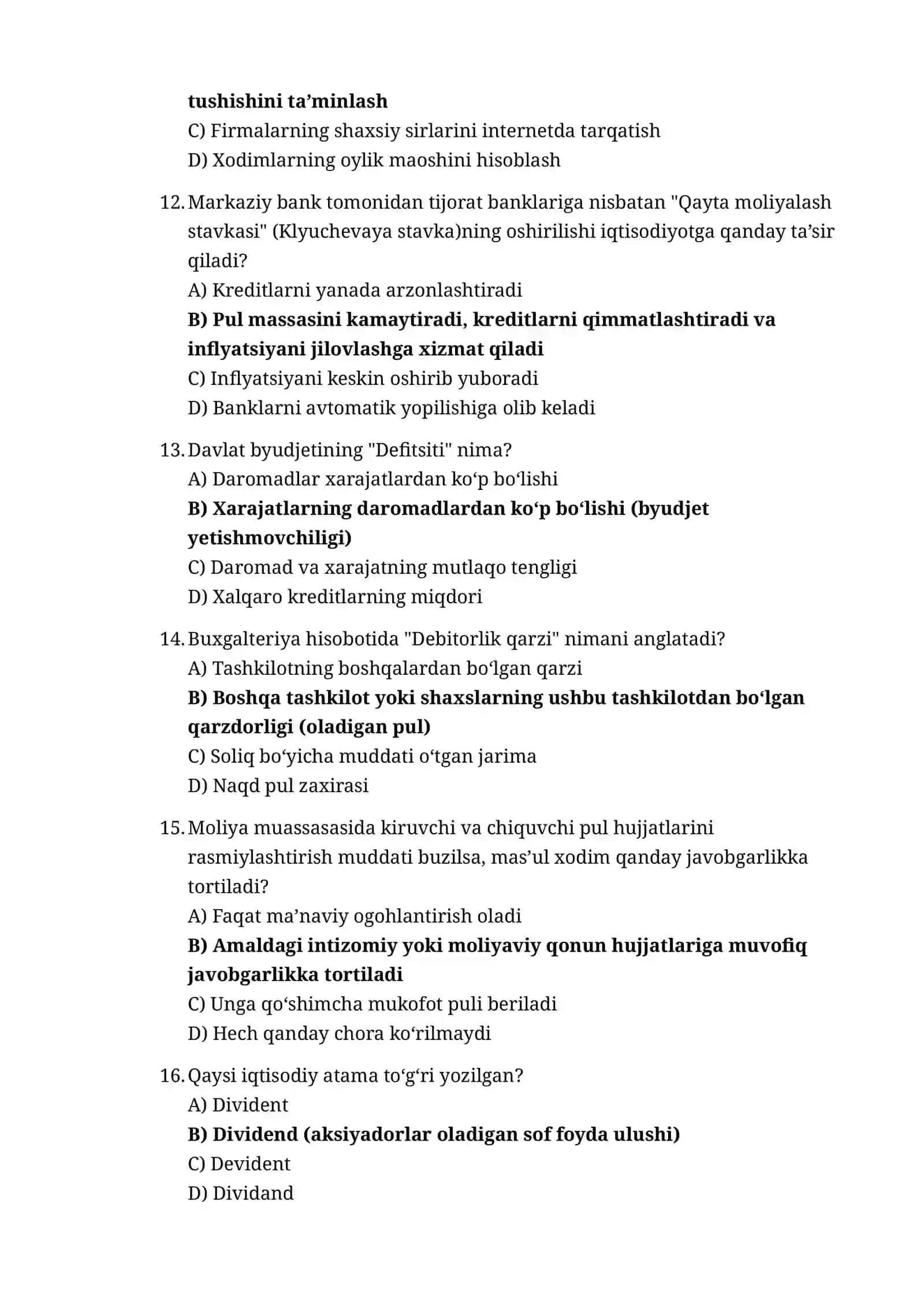 IQTISODIYOT VA MOLIYA SOHASI UCHUN ARGOS TESTI 3