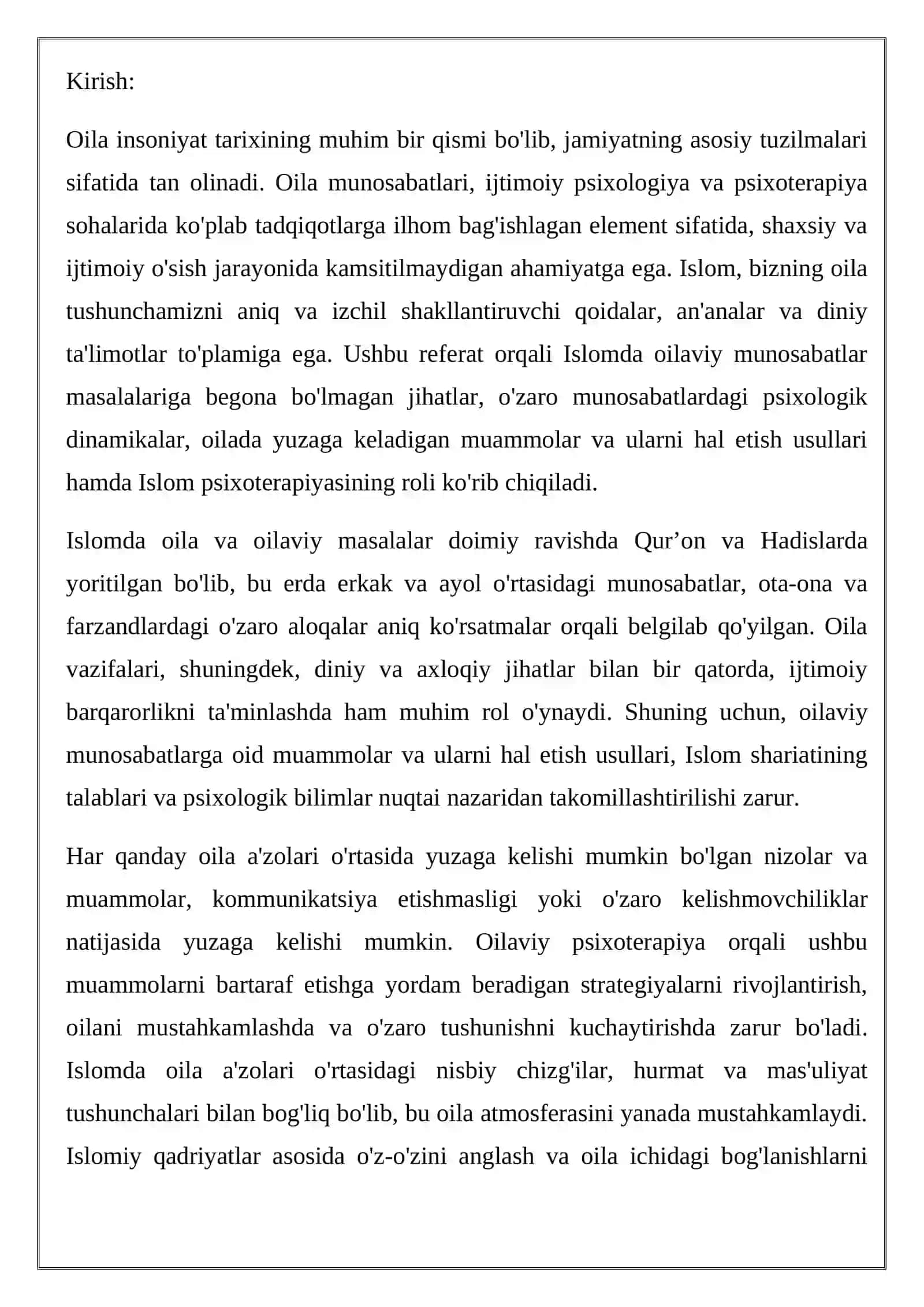 Islomda oilaviy munosabatlar masalalari 3