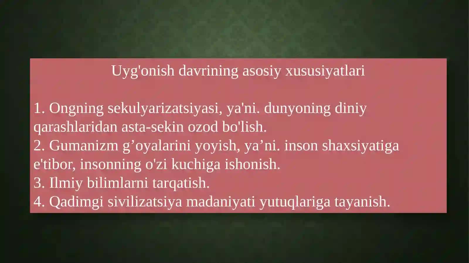 G’arbiy Yevropada Uyg’onish davri. XIV-XVI asrlar 3