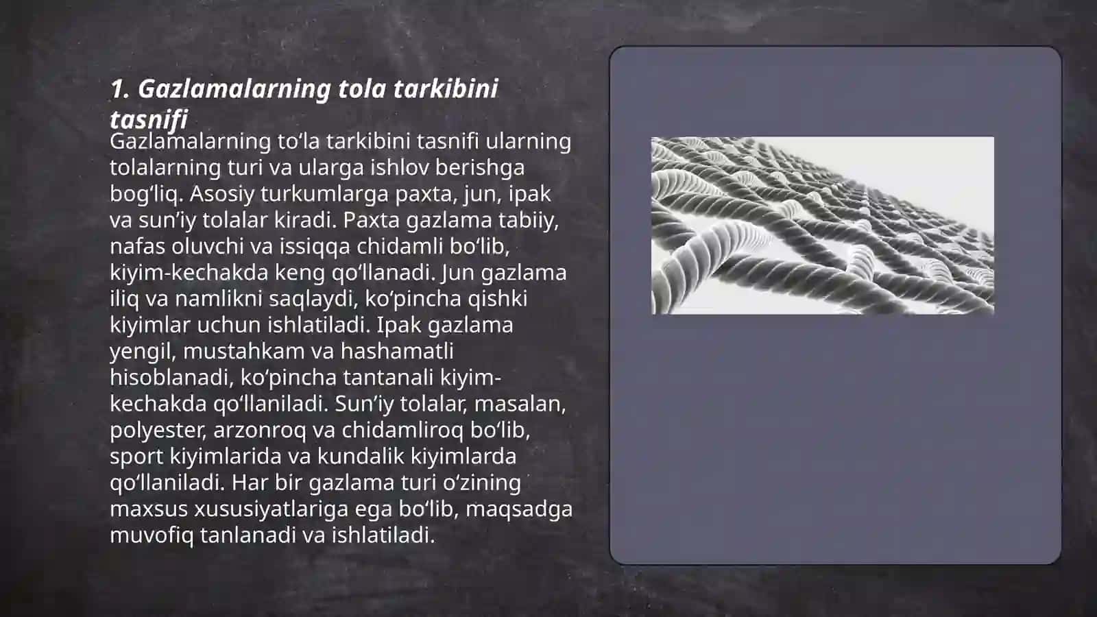 Gazlamalarning tola tarkibini aniqlash 3