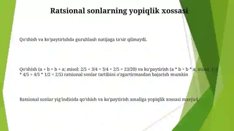 Qo'shish va ko'paytirish qonunlari 3
