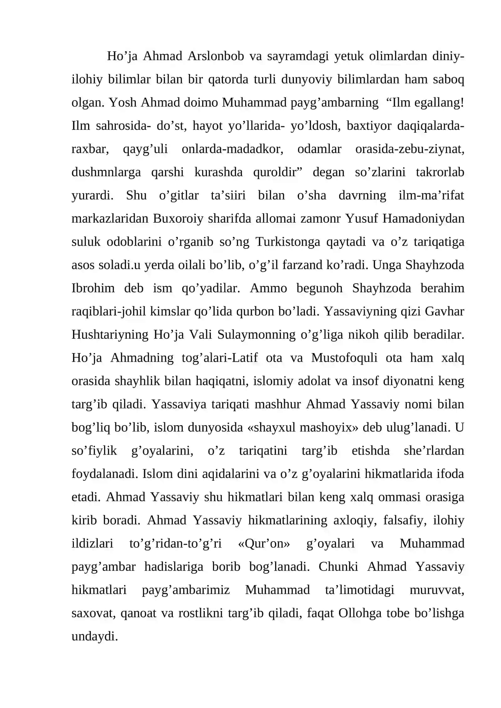 Ho’ja Ahmad Yassaviy hayoti va pedagogik qarashlari 3