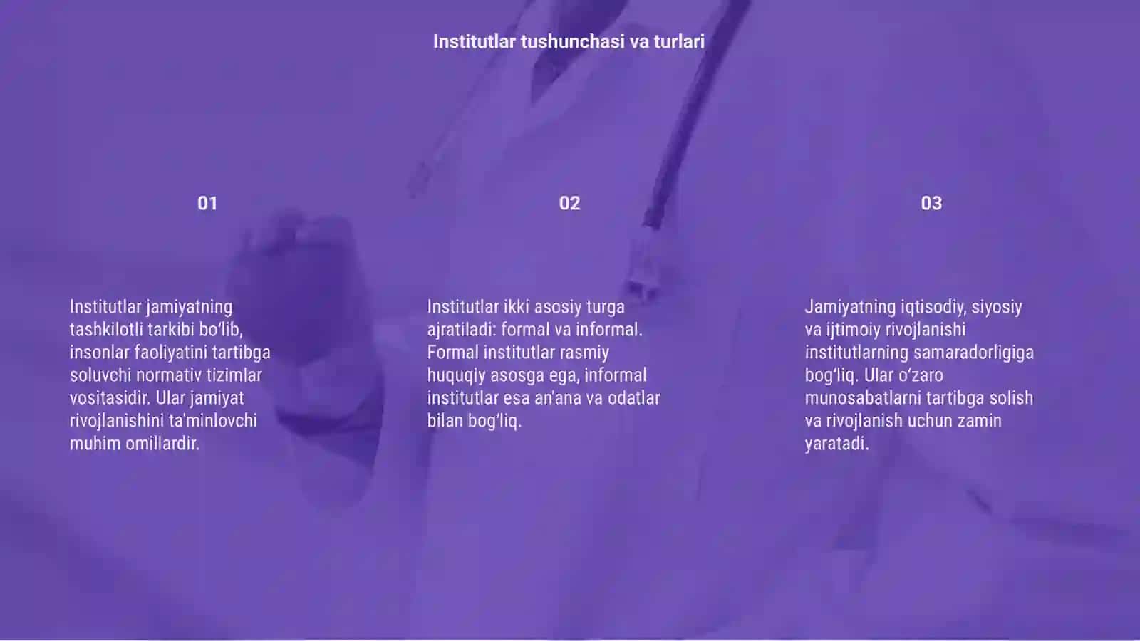 Inistitutlar va ularning jamiyat rivojlanishidagi roli 3