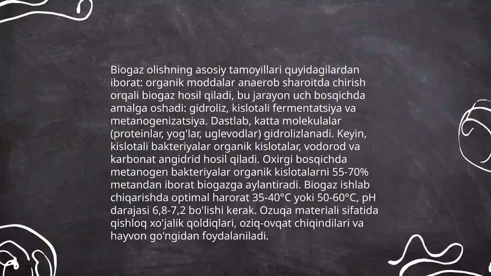 Biogaz olishda metan xosil qiluvchi bakteriyalarning rivojlanish omillari va ish faoliyati asoslari 3