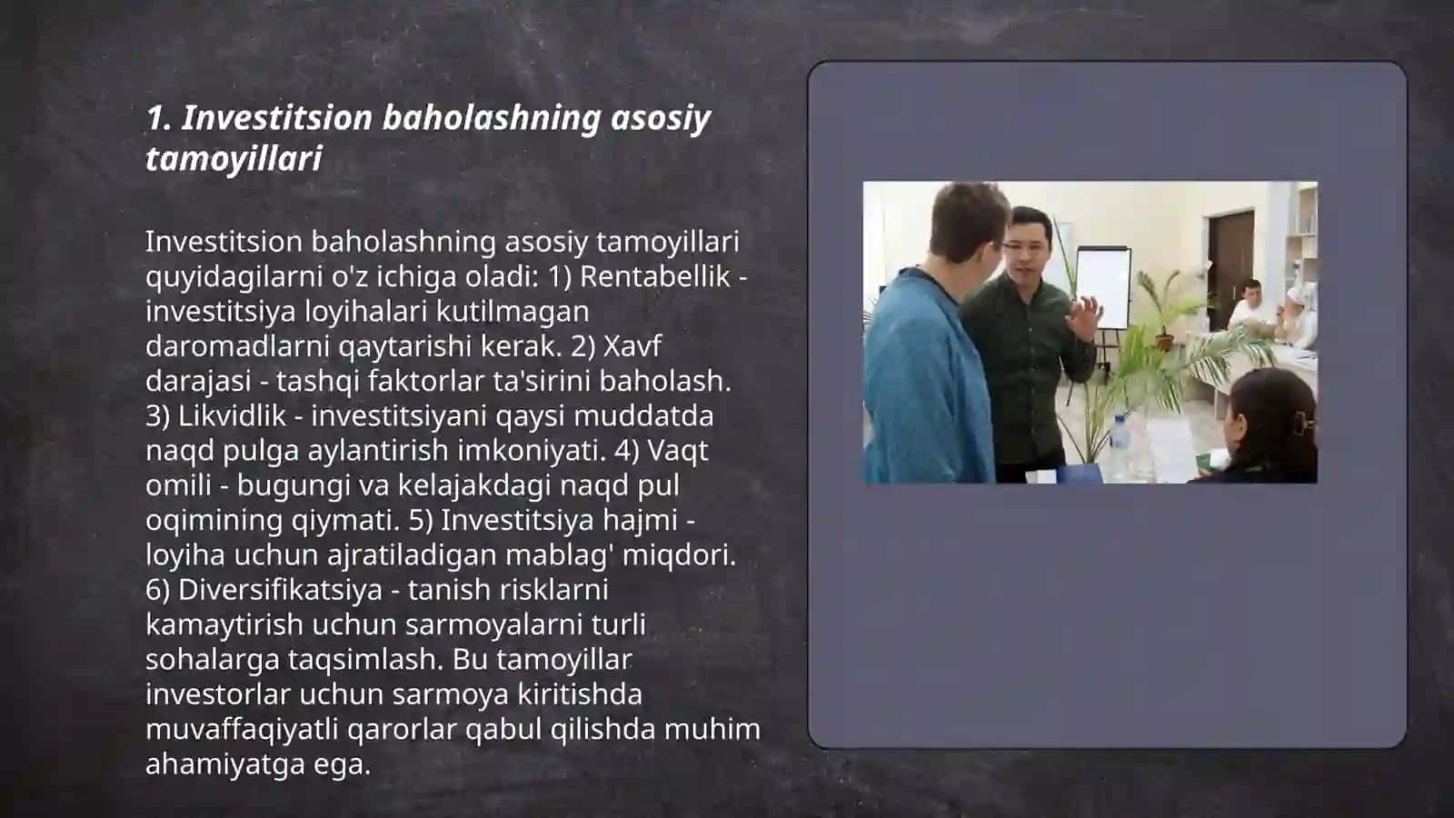 Biznesda investetsion baholashning amaliy jihatlari 3