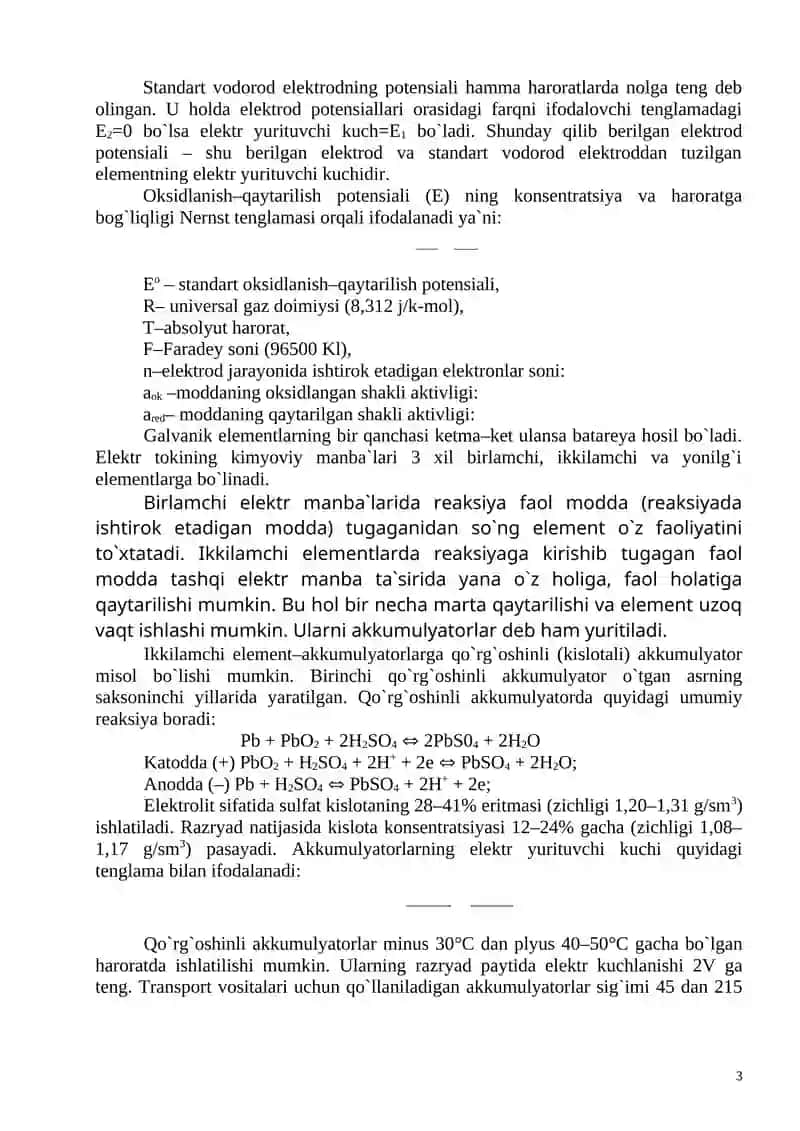 ELЕKTROKIMYOVIY JARAYONLAR 3