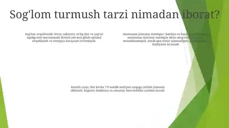 Sog'Lom Turmush Tarzi Va O'Z Turmush Tarzini Baholash 3
