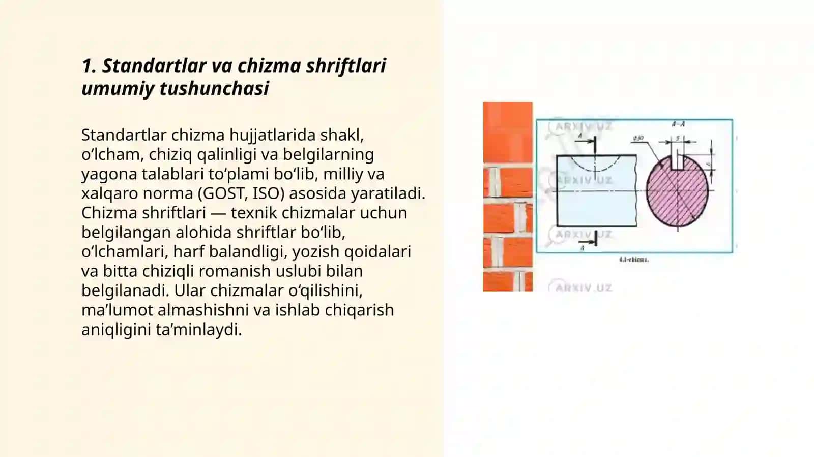 Standartlar va chizma shriftlari bilan ishlash 3