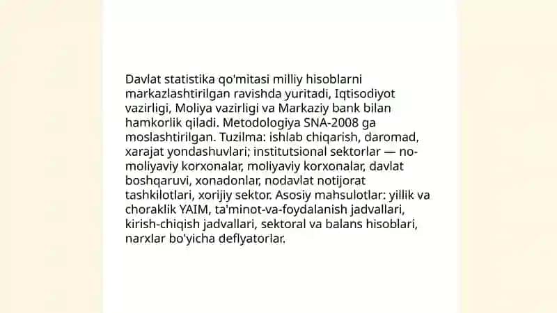 O'zbekiston milliy hisoblar tizmi holati va istiqbollari 3