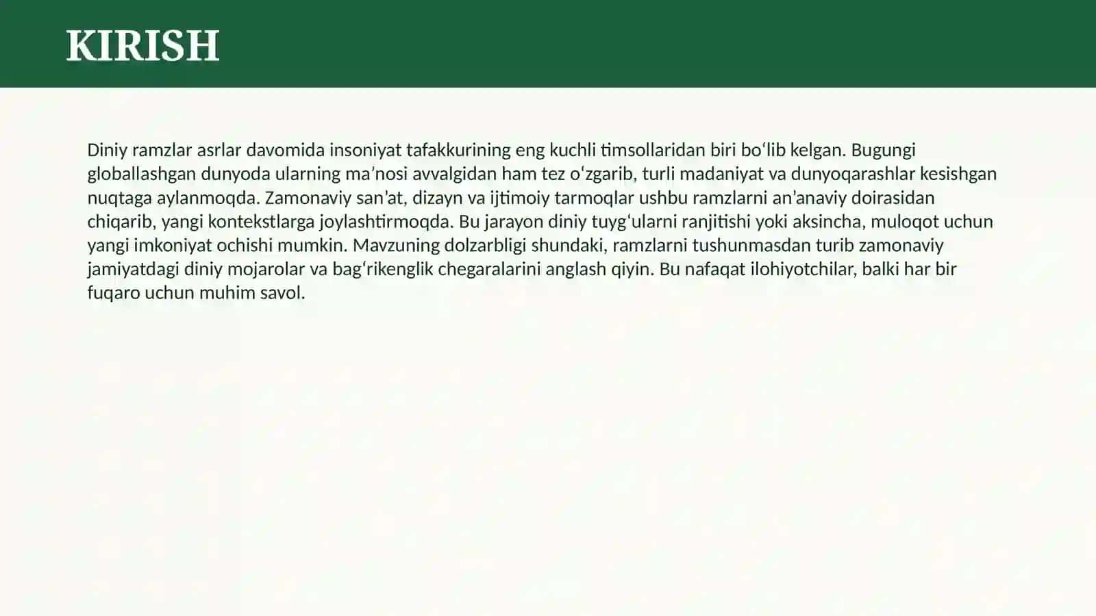 DINIY RAMZLARNING ZAMONAVIY TALQINLARI 3