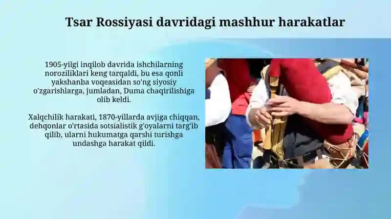 Chor Rossiyasi davridaxalqharakatlari 3