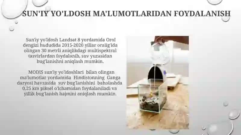 Suv yuzasida bo‘ladigan bug‘lanishni aniqlash usullari 3