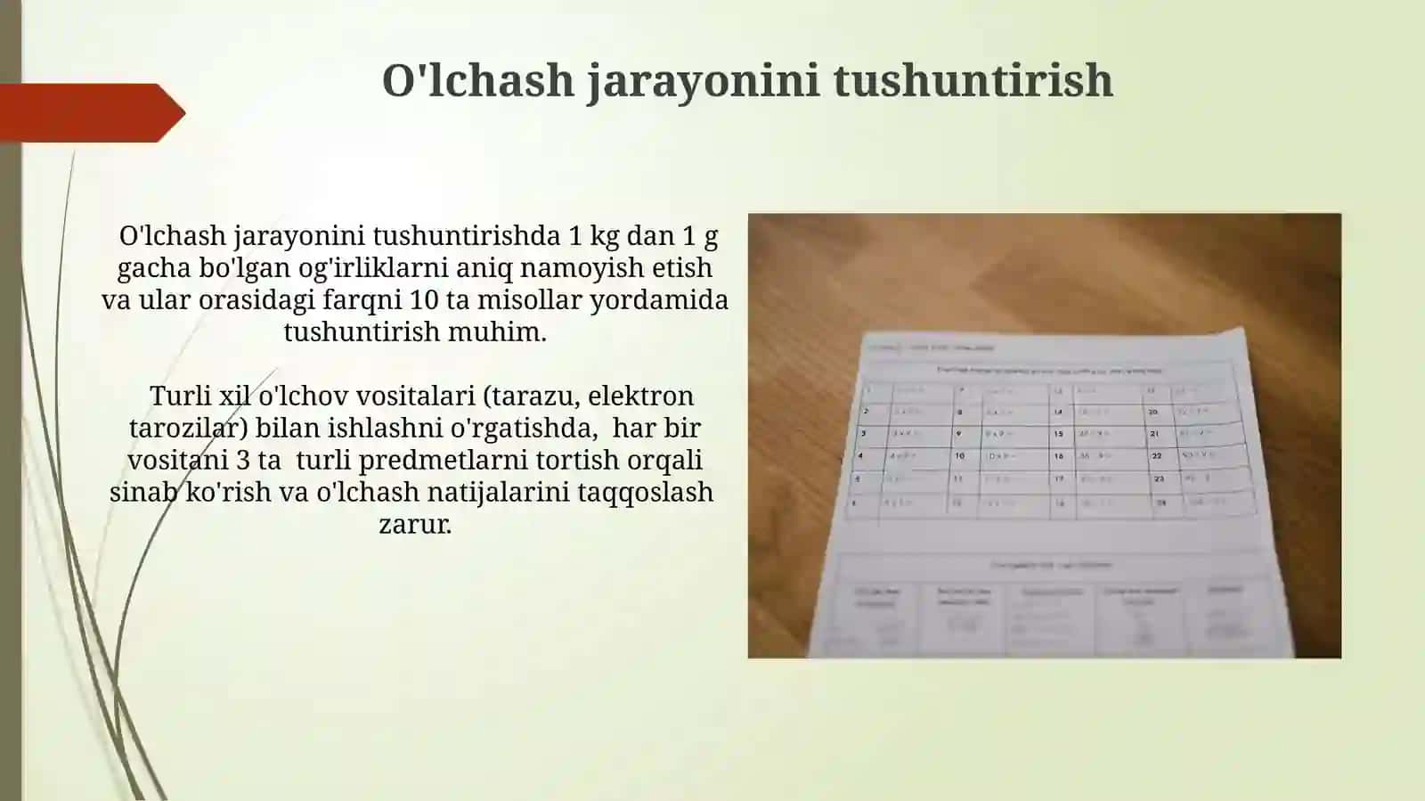 Massa o'lchash birliklarini o'qitish metodikasi 3