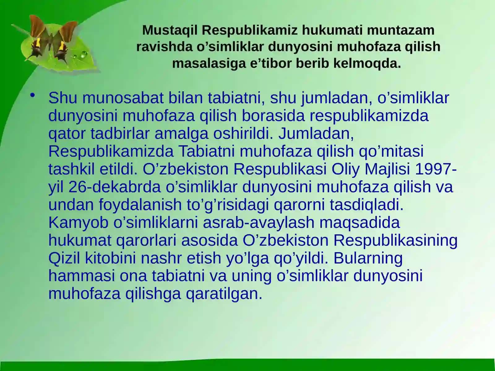 O'simliklar dunyosini muhofaza qilish 3