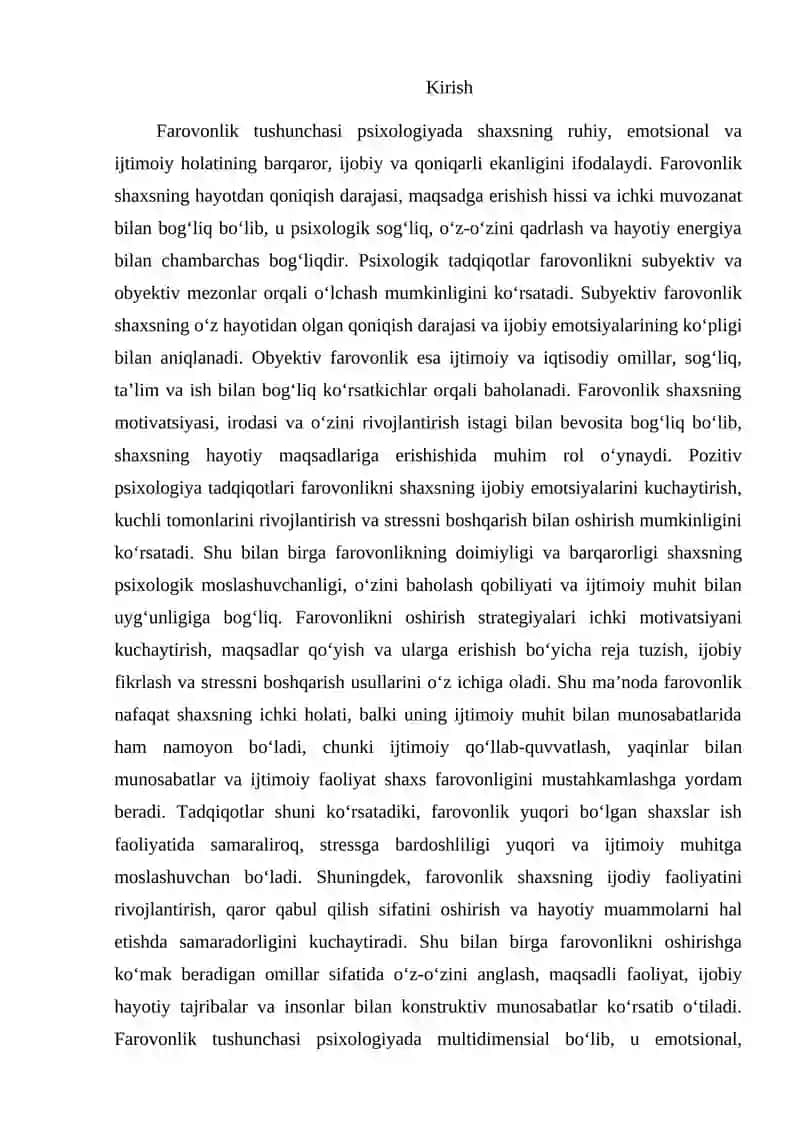 Farovonlik va yuksalish psixologiyasi 3