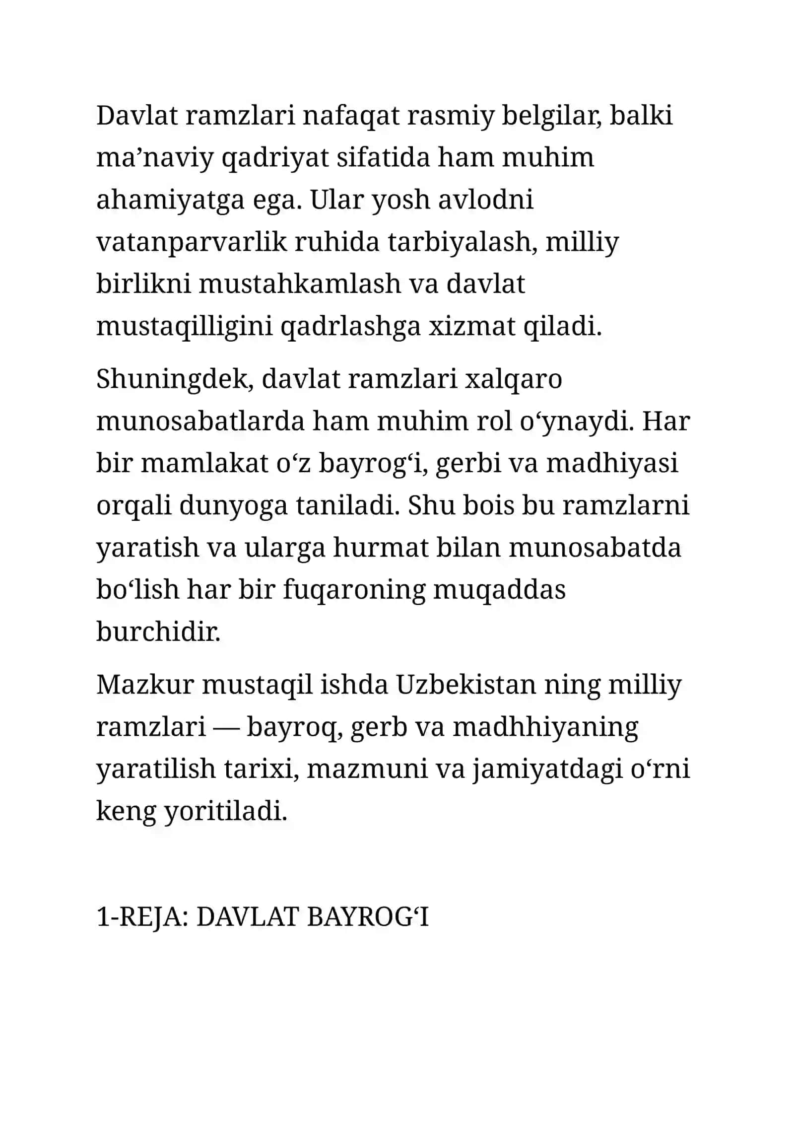 O‘zbekiston Respublikasining milliy ramzlari: bayroq, gerb, madhhiya 3