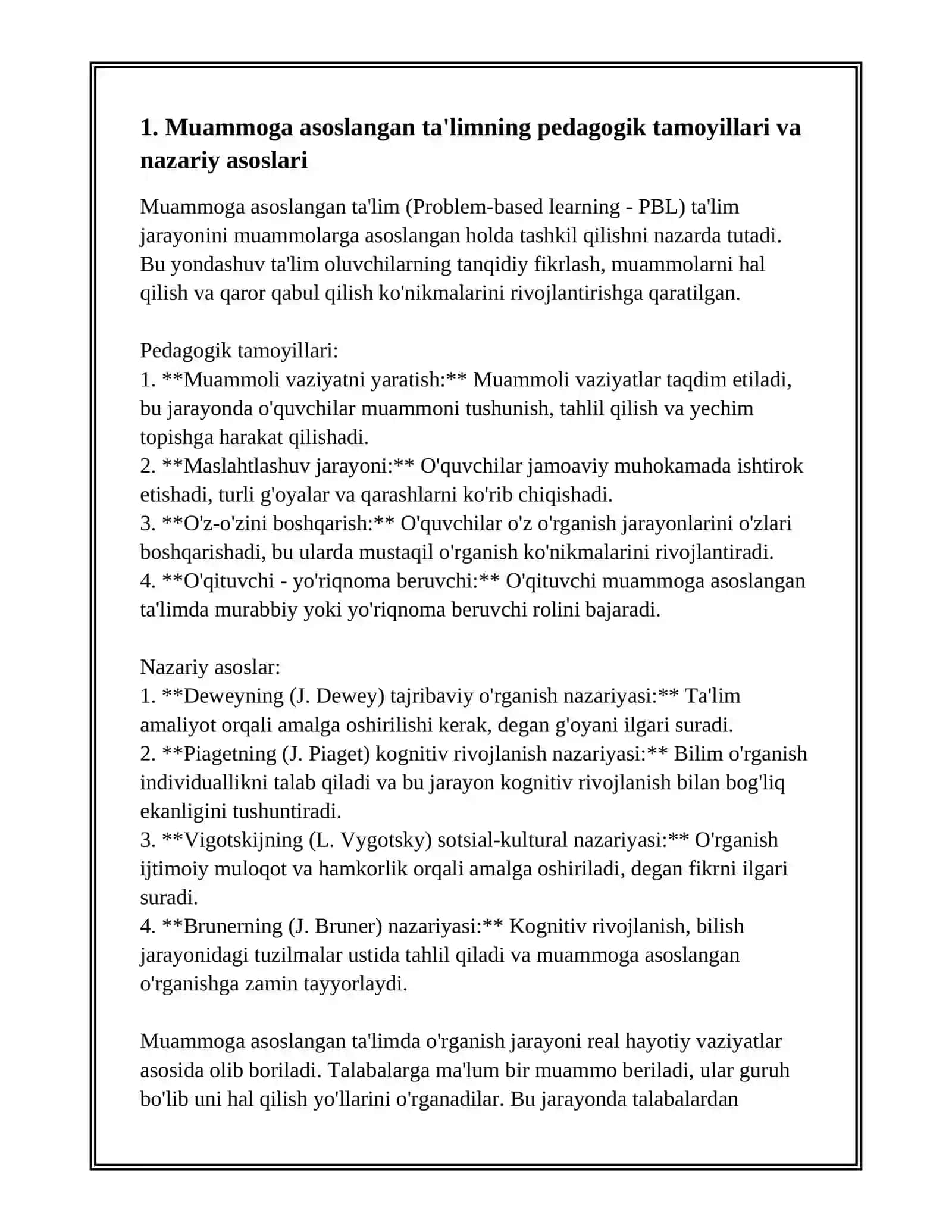 Muammoga asoslangan ta'lim 3