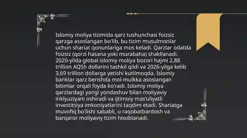 Islomiy moliya tizimida qarz va kreditning roli 3