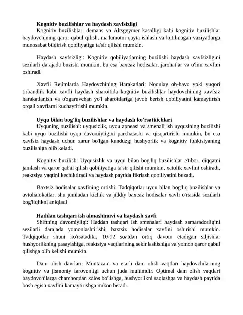 Xavfli Rejimlarda Haydovchining Harakatlari 3