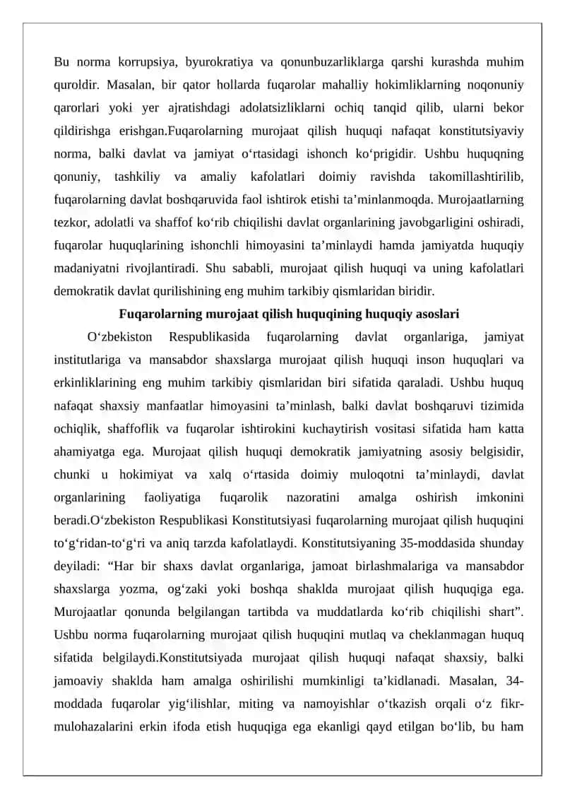 Fuqarolarning murojaat qilish huquqining kafolatlari 3