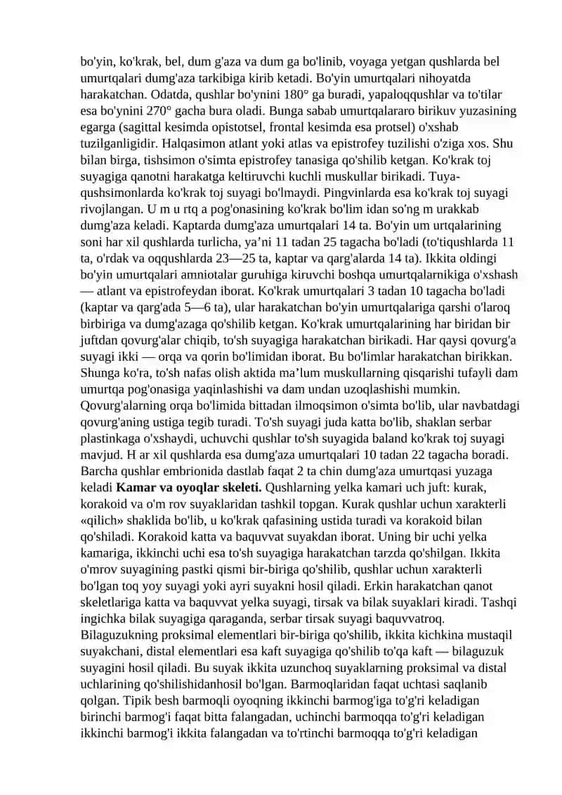 Qushlar sinfining umumiy tavsifi 3