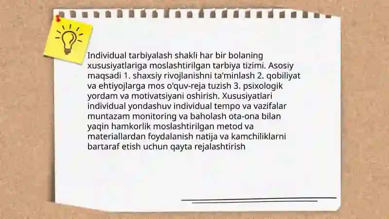 Tarbiyani tashkil etish shakllari 3