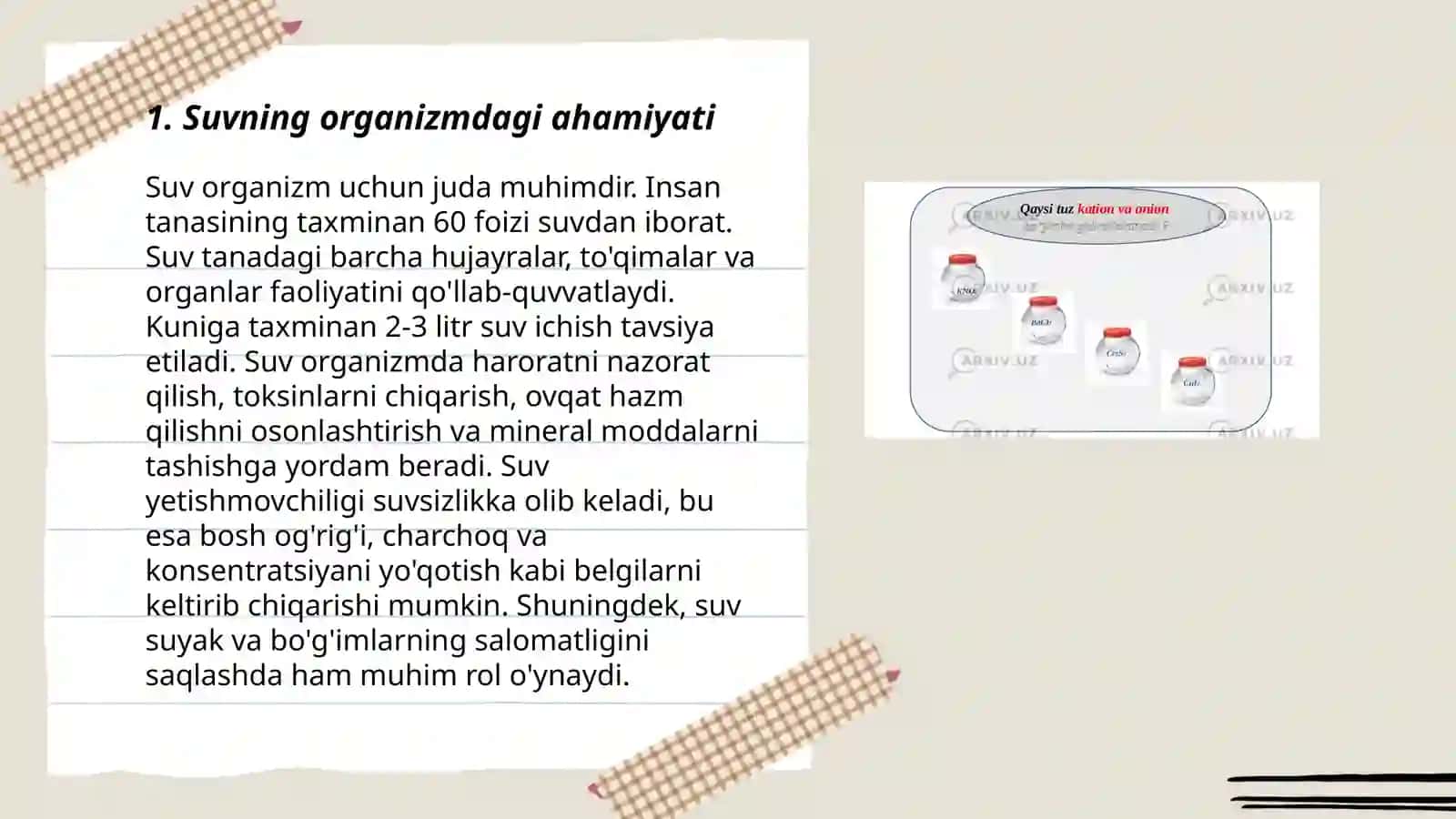 Suv va tuz almashinuvi 3
