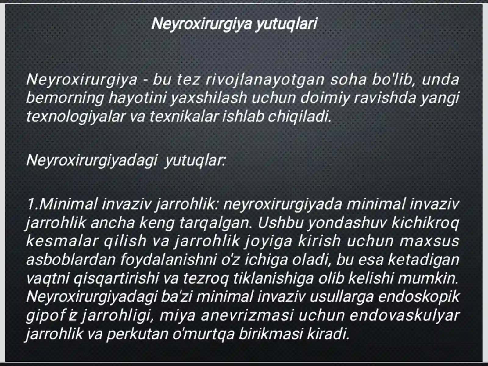 Neyroxirurgiyada qo'lgakiritilgan yutuqlar 3
