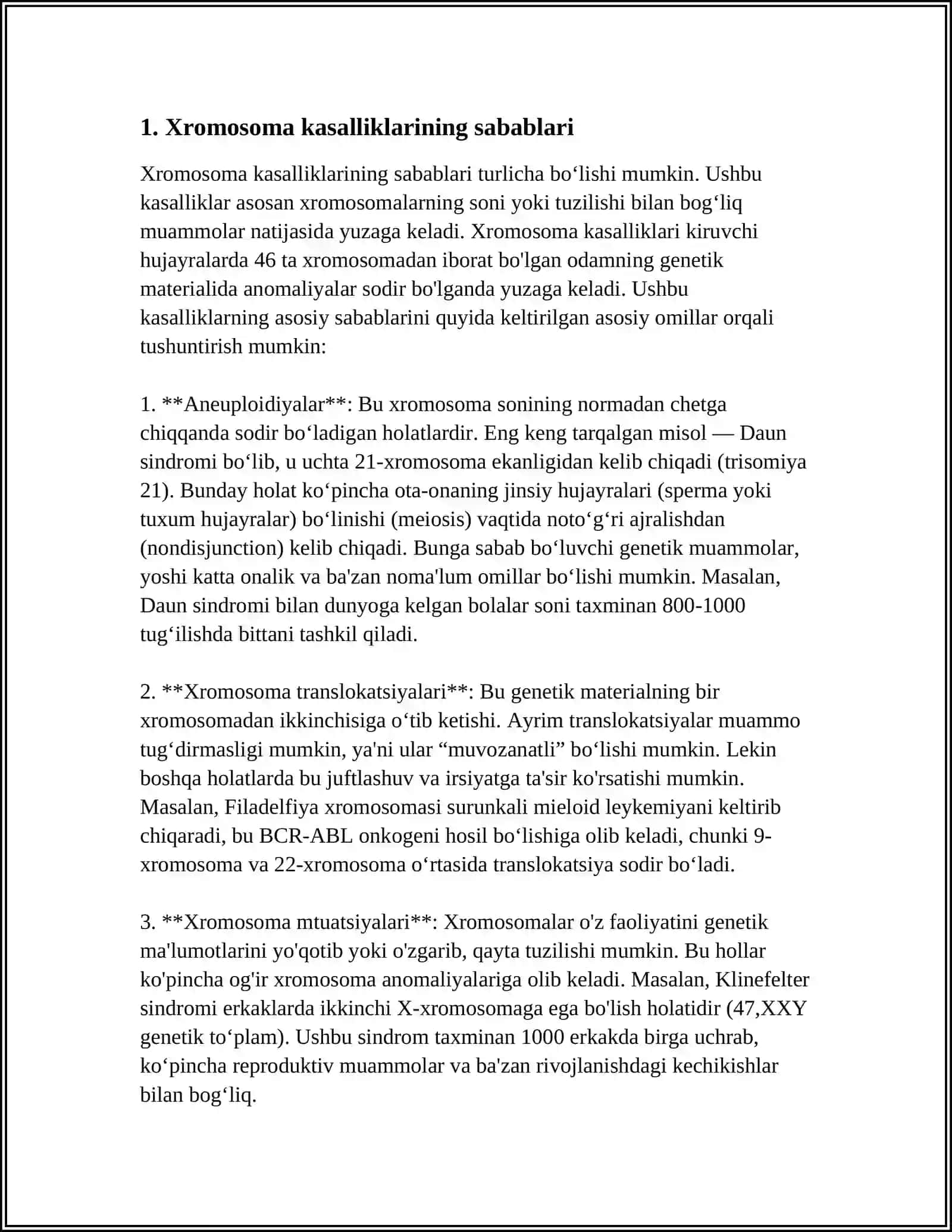XROMOSOMA KASALLIKLARI 3
