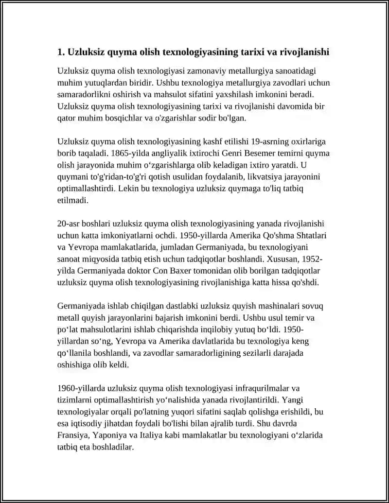 UZLUKSIZ QUYMA OLISH TEXNOLOGIYASI 3