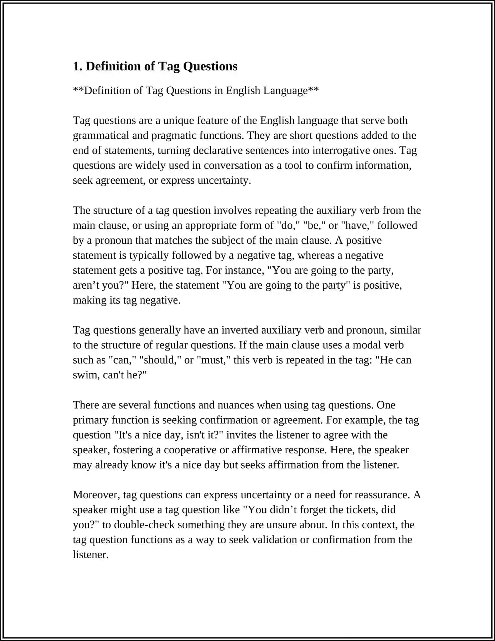 Tag Questions in English Language 3