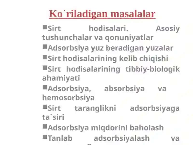 SIRT HODISALARINING FIZIK-KIMYOSI 3