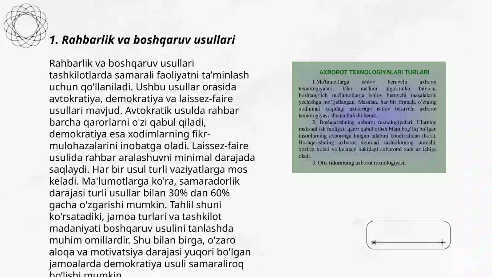 Rahbarlik va boshqaruv usullari 3