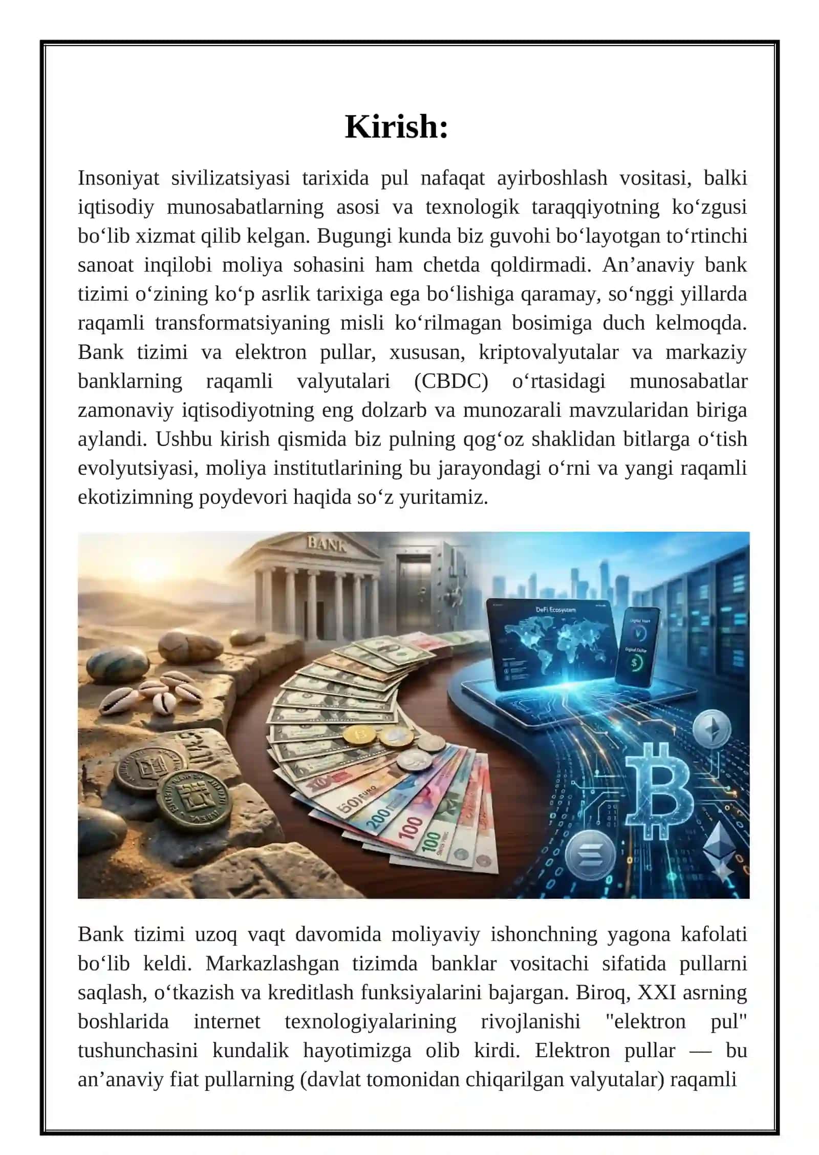 Bank tizimi va elektron pul: kriptovalyuta va raqamli pullar 3