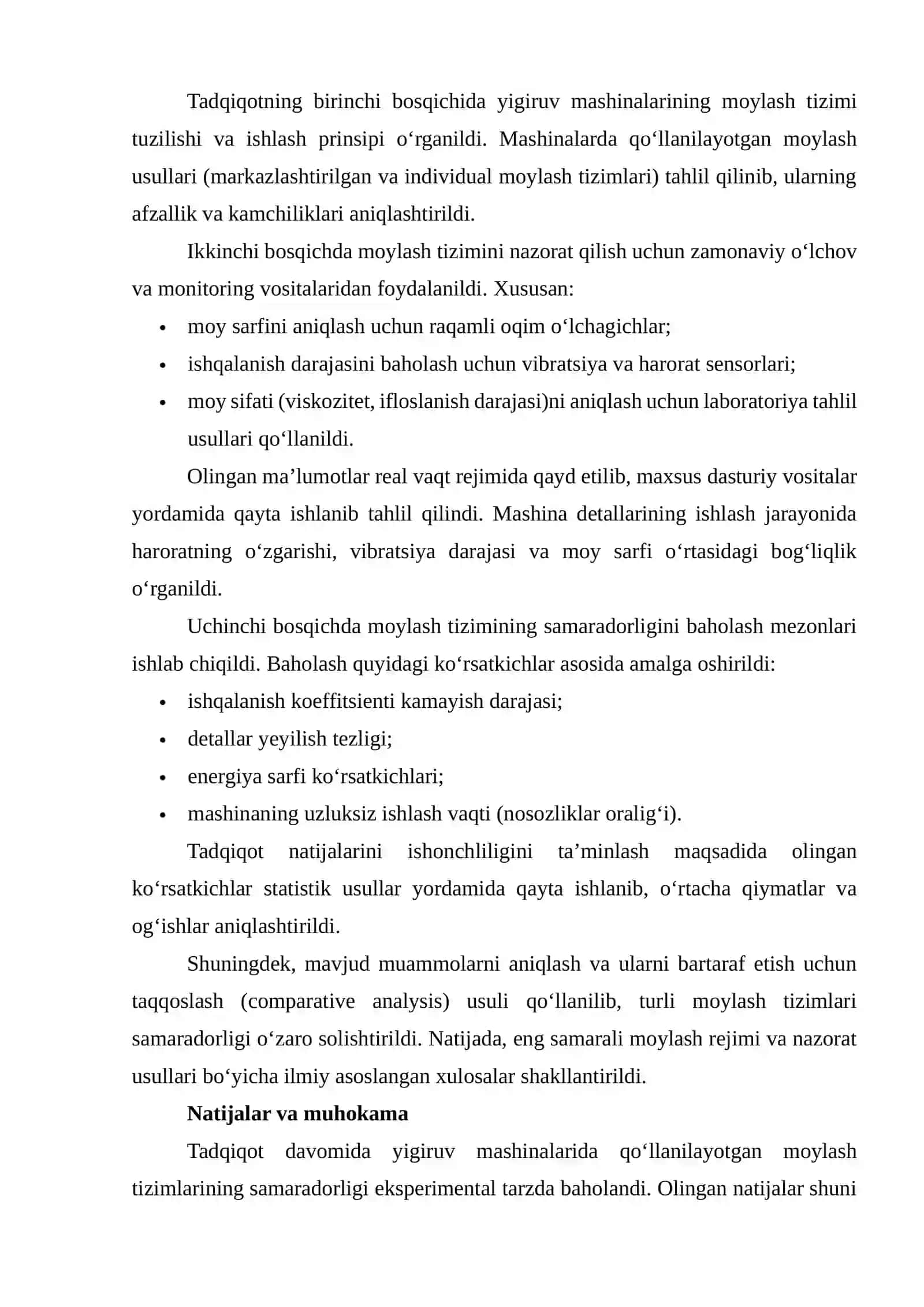 YIGIRUV MASHINALARIDA MOYLASH TIZIMINI NAZORAT QILISH VA BAHOLASH 3