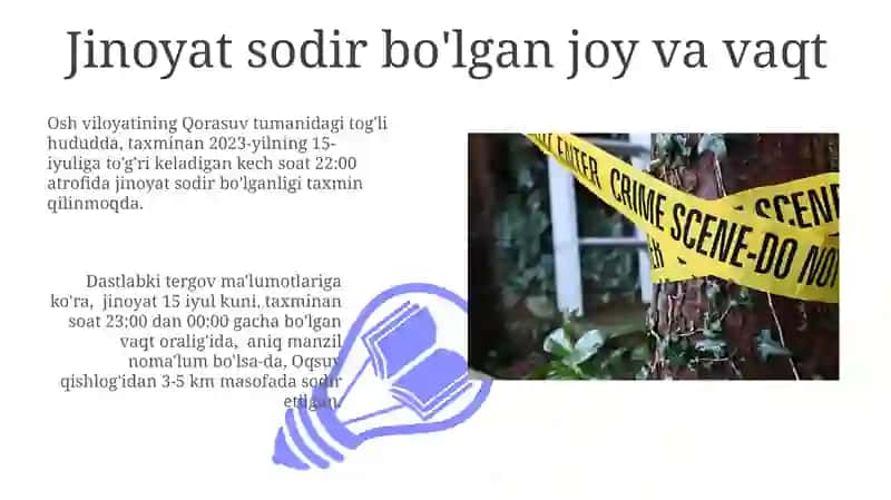 Oshkora qotillik ishi: Voqea tafsilotlari 3