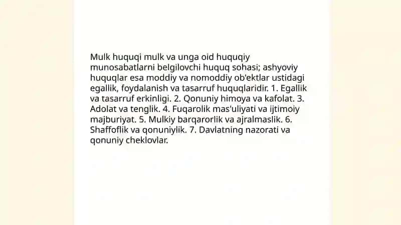 Mulk huquqi va ashyoviy huquqlar 3