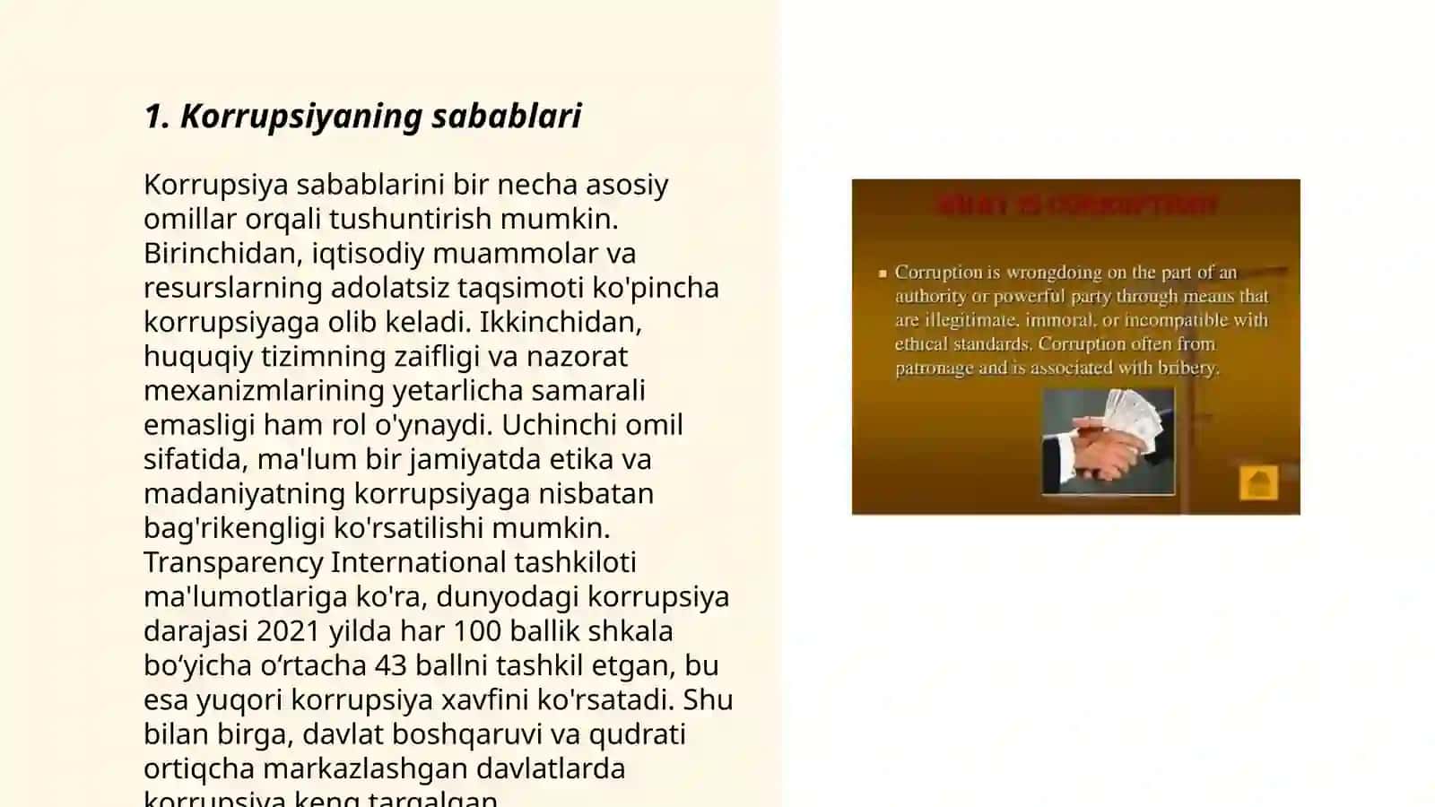 Korrupsiyaning sabablari va ularning echilishi 3