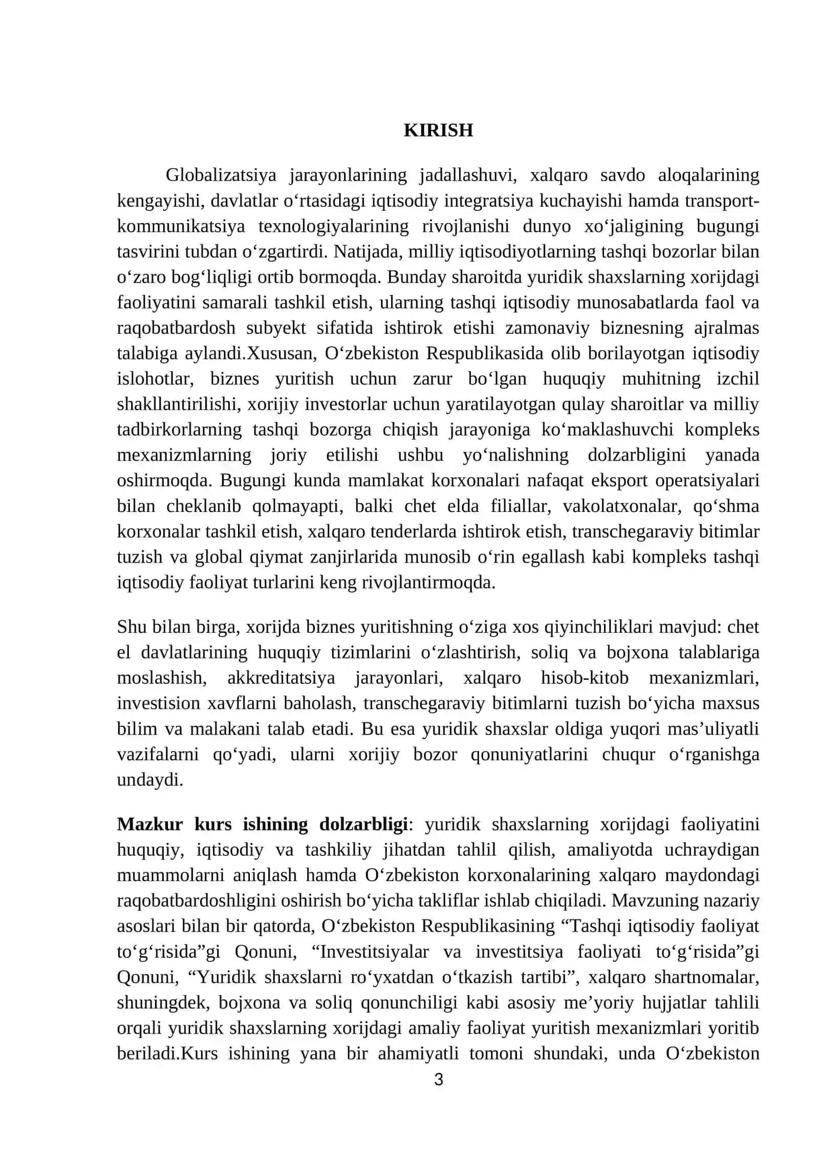 Mаvzu: Yuridik shaxslarning xorijdagi ish faoliyati 3