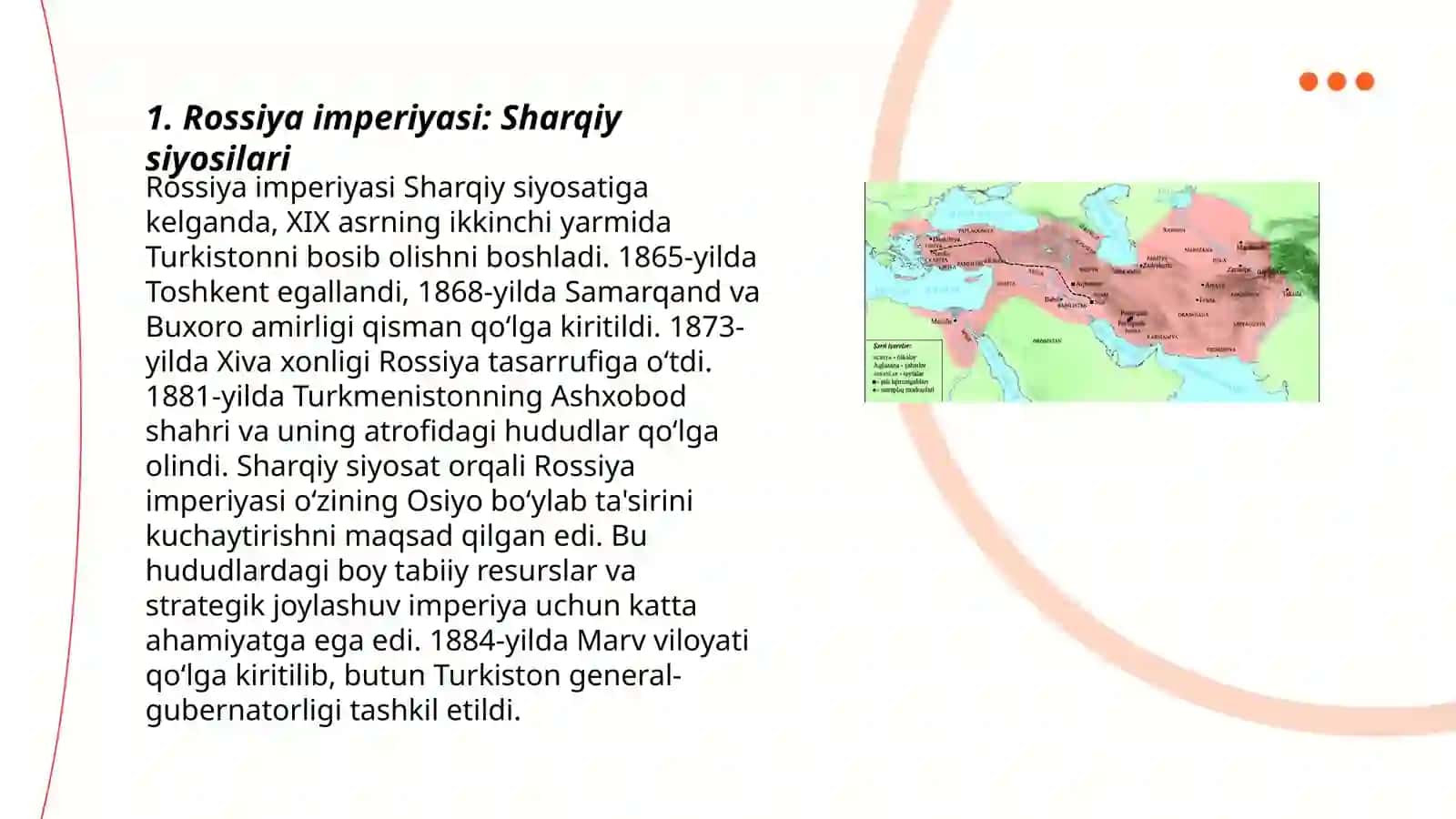 Rossiya imperiyasi Turkiston oʻlkasini bosib olishi 3