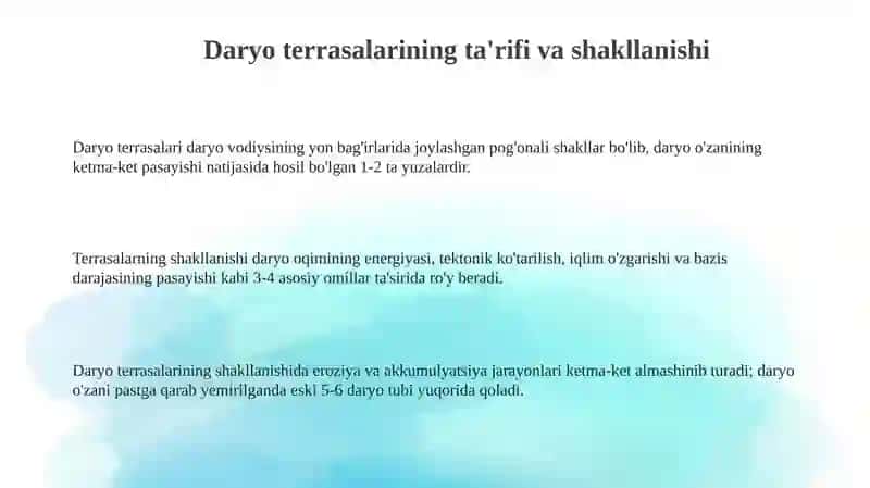 Daryo terrasalari tuzilishi chizmasini ishlash va tahlil qilish 3