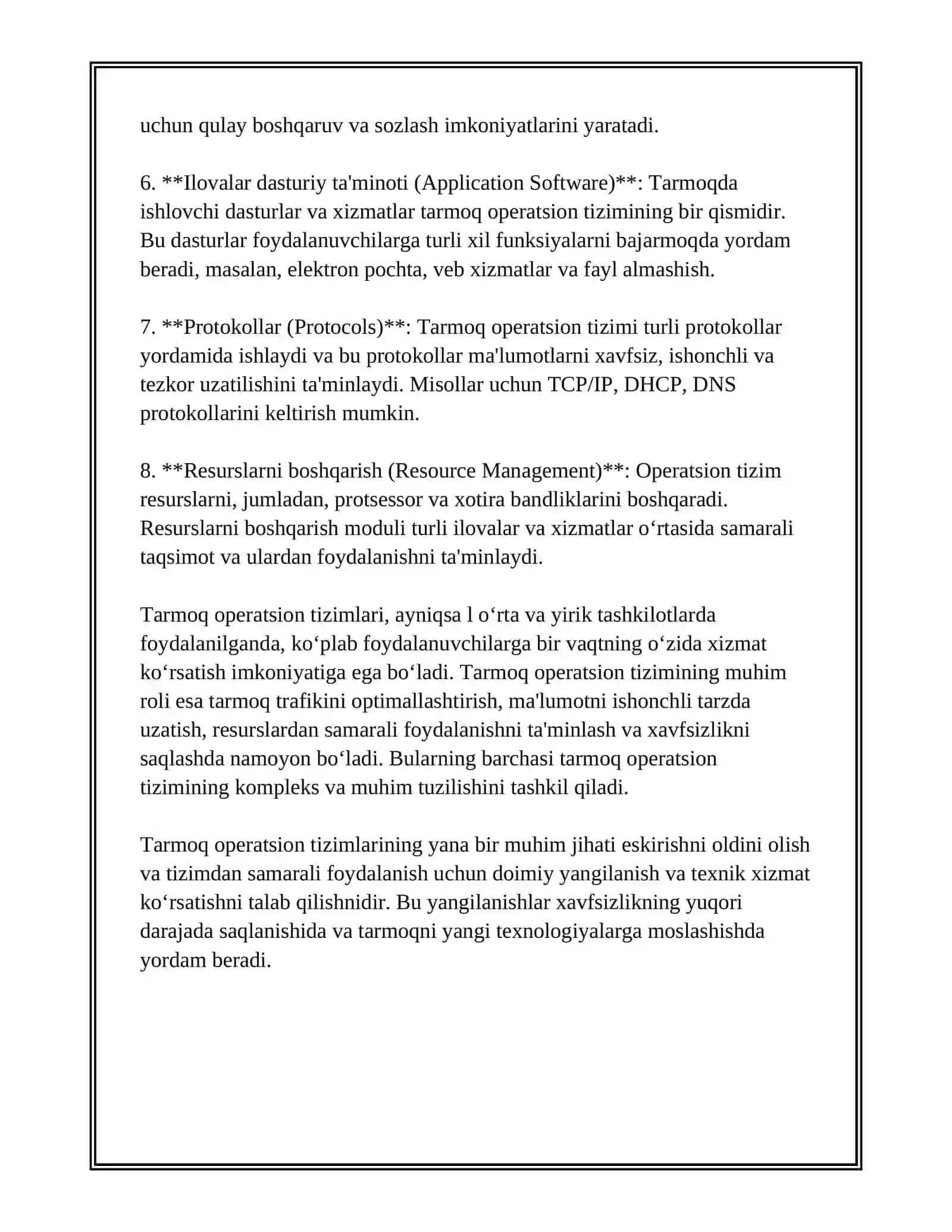 Tarmoq operatsion tizimi tuzilishi 3