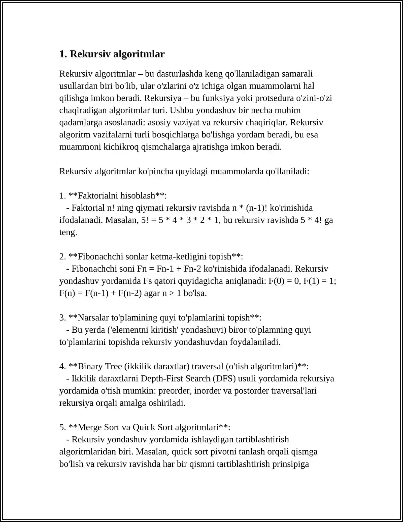TAKRORLANUVCHI ALGORITMLAR 3