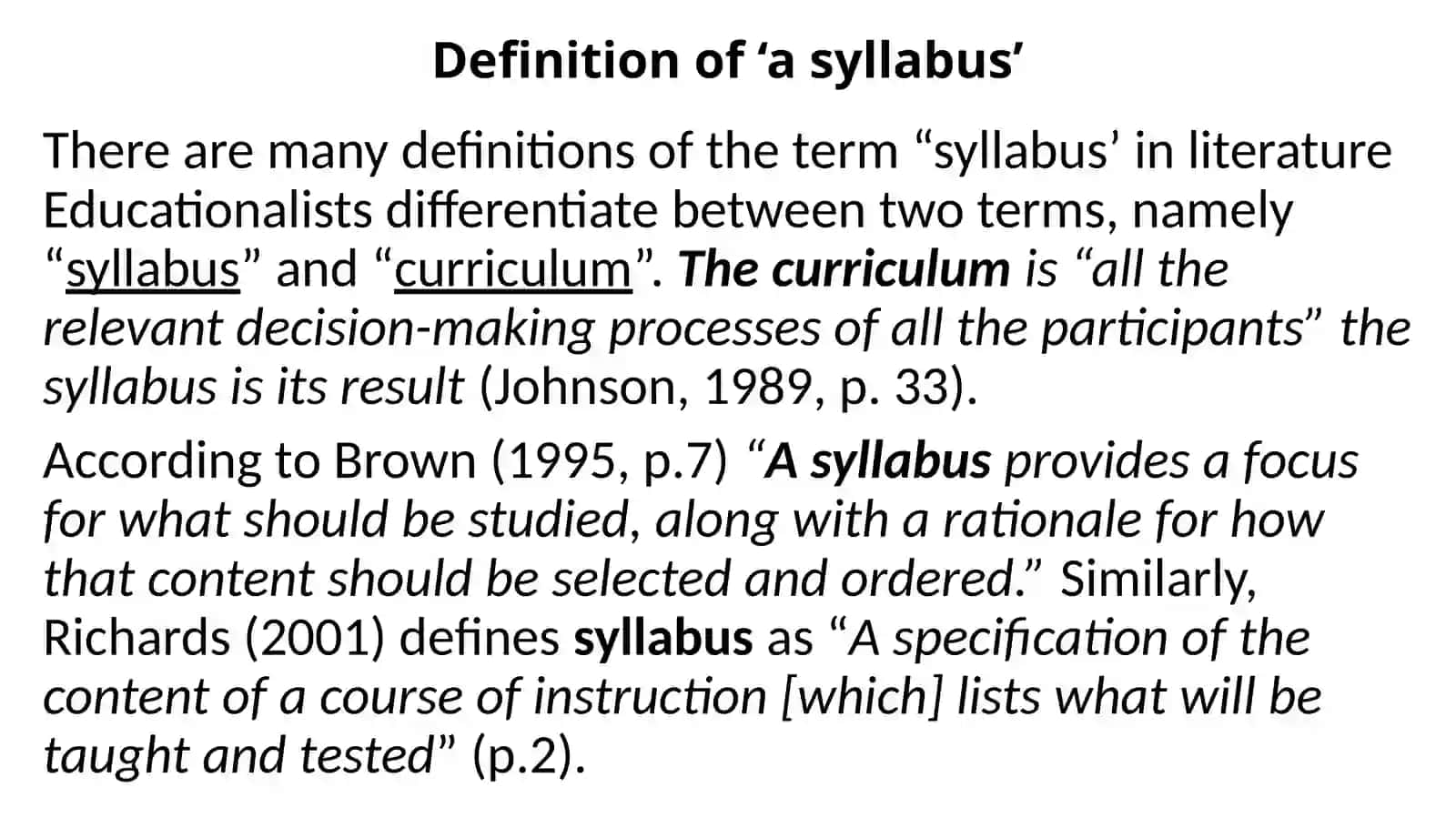 The syllabus design in FLT 3