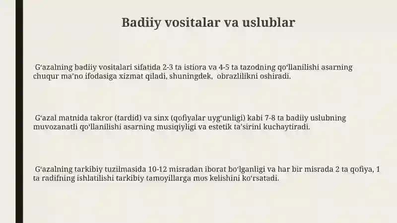 G'azal tahlili mezonlari 3