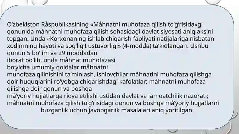 Mehnat muhofazasining qonuniyasosi 3