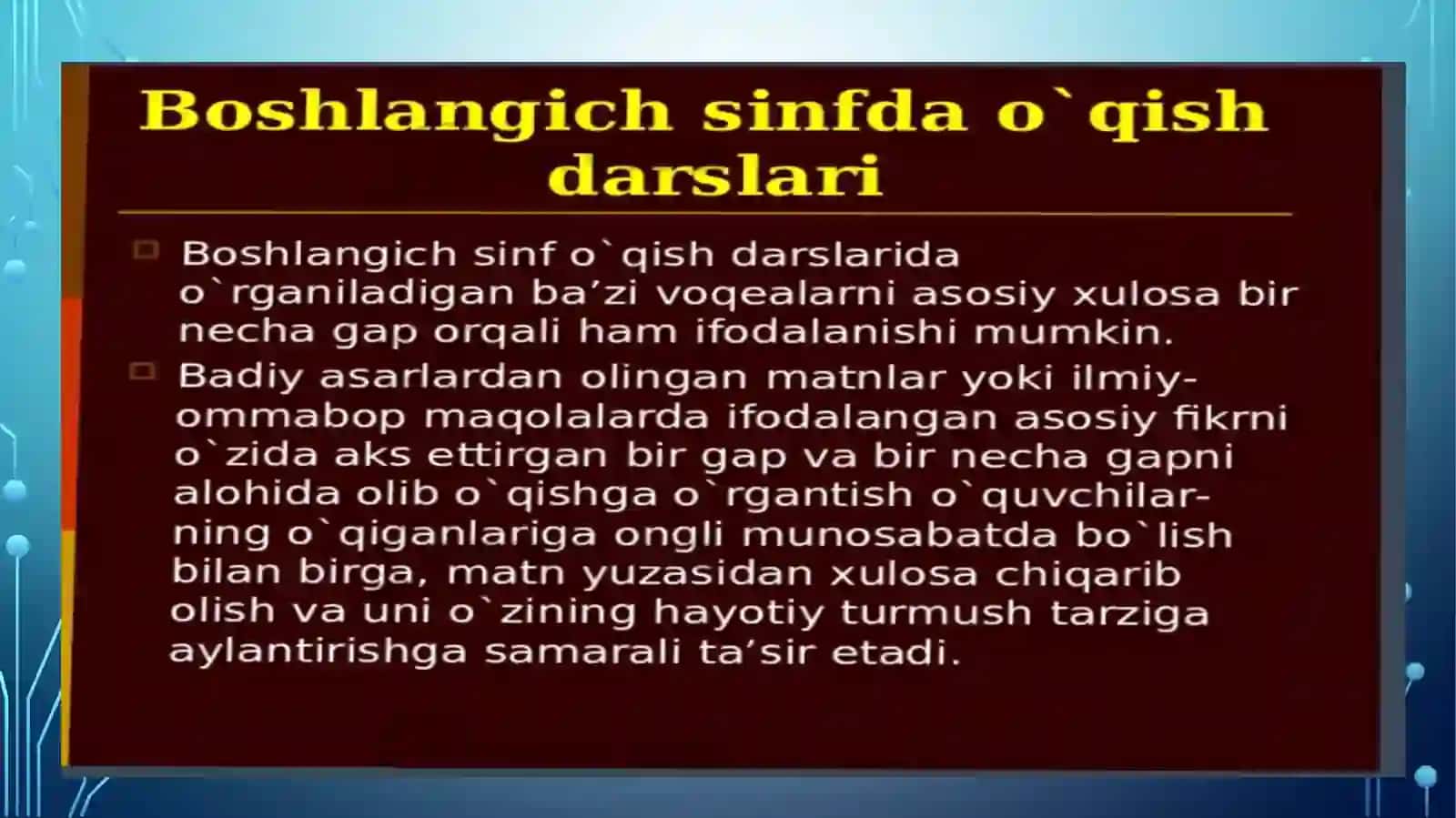 OʻQISH DARSLARIDA QOʻLLANADIGAN METODLARIGA TAVSIF 3