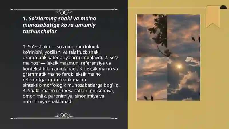 Sozlarning shakl va ma’no munosabatiga kòra turlari 3